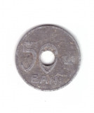 Moneda 50 bani 1921, circulata, uzata, curata, Aluminiu