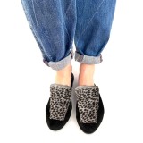 Saboti dama din piele de ponei cu imprimeu animal print Ivon, 35 - 41, Ingiro