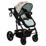 Carucior transformabil 2 in 1 Cangaroo Pavo Blue, 0-36 luni, husa picioare, suport pahar, plasa insecte, landou + parte sport