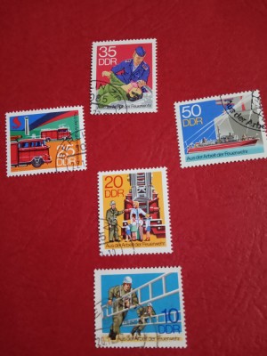 GERMANIA DDR, POMPIERI - SERIE COMPLETĂ ȘTAMPILATĂ foto