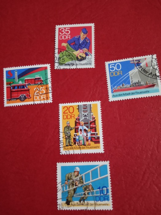GERMANIA DDR, POMPIERI - SERIE COMPLETĂ ȘTAMPILATĂ