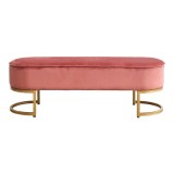 Cumpara ieftin Banca de design catifea roz crom auriu Mirila 100x40x43 cm