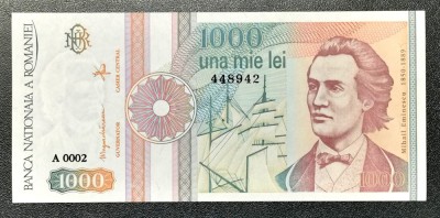 Romania 1000 Lei 1991 UNC din fisic foto