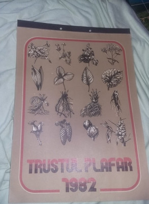 Calendar vechi de perete,TRUSTUL PLAFAR 1982,44 cm /31 cm,de colectie,T.GRATUIT foto