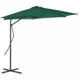 Umbrelă soare de exterior cu st&acirc;lp din oțel, verde, 300 cm, vidaXL