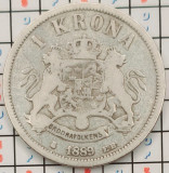 Suedia 1 coroana krona 1889 argint - km 747 - A011