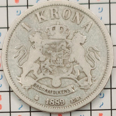 Suedia 1 coroana krona 1889 argint - km 747 - A011