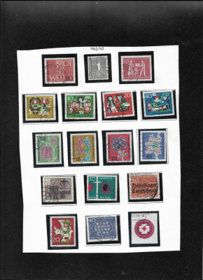 Germania 1962 1963 foaie album cu 17 timbre foto