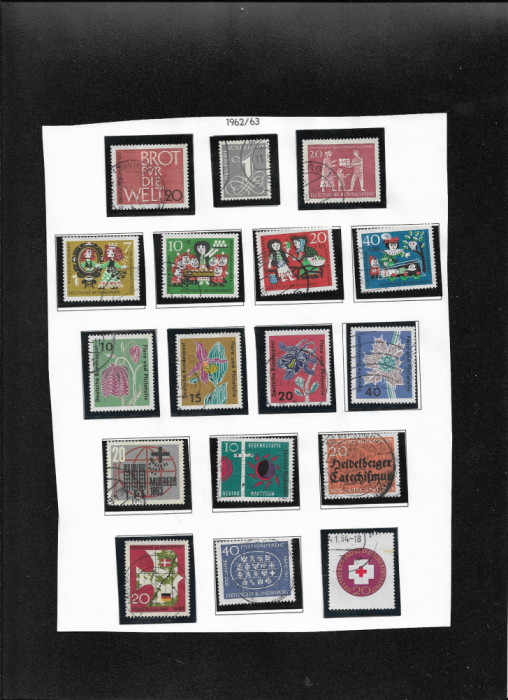Germania 1962 1963 foaie album cu 17 timbre