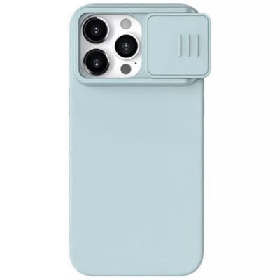 Husa pentru iPhone 15 Pro Max - Nillkin CamShield Silky MagSafe Silicone - Haze Blue foto