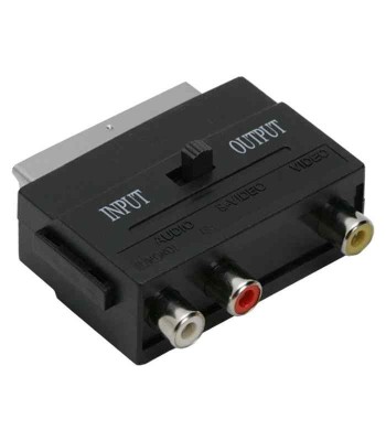Adaptor EURO RCA soclu 3x RCA - fisa EUROSCART cu comutator IN-OUT 05161 foto