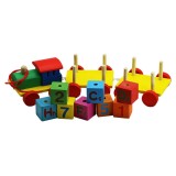 Trenulet Cubico, lemn multicolor, 11 piese, OnemisFlot