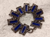 Argint BRATARA MASIVA cu email MOV art deco 1930 FRANTA manopera EXCEPTIONALA