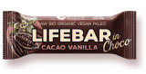 Lifebar baton cu cacao si vanilie in ciocolata raw bio 40g, Lifefood