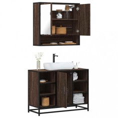 vidaXL Set mobilier de baie, 2 piese, stejar maro, lemn prelucrat 3300944