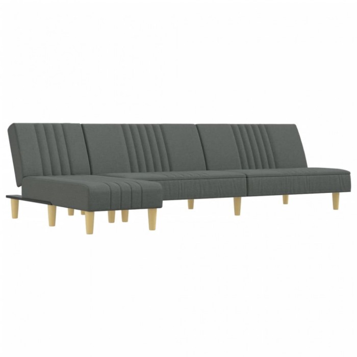 Canapea extensibila in forma de L gri 255x140x70 cm textil