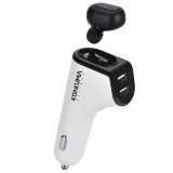 Incarcator auto metalic cu 2 porturi USB si casca bluetooth magnetica
