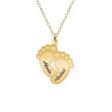 Kiddie - Colier personalizat talpite cu nume din argint 925 placat cu aur galben 24K