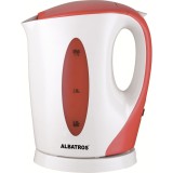 Fierbator Albatros Aquaria, 2200 W, 1.7 L, Utilizare fără fir, Indicator funcţionare, Oprire automată, Sistem protecţie, Filtru impurităţi, Alb/Rosu