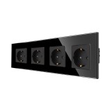 Cumpara ieftin Priza cvadrupla Luxion cu rama din sticla neagra, design elegant