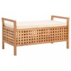 Banca Depozitare vidaXL Lemn Masiv Nuc 93x49x49 cm Maro cu Perna Crem - Lada Depozitare Hol, Dormitor, Gradina