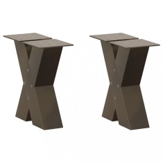 vidaXL Picioare pentru măsuță de cafea &icirc;n formă de X, 2 buc., oțel natural, 40x(30-31) cm