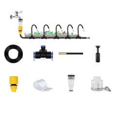 Kit irigare 10m, 4 moduri, ajustabil, duze rotative 360&deg;, negru