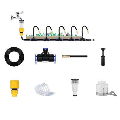 Kit irigare 10m, 4 moduri, ajustabil, duze rotative 360&amp;deg;, negru foto