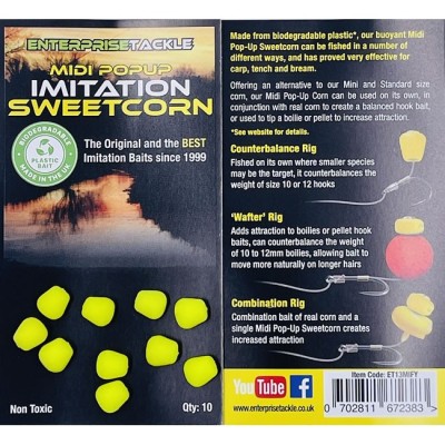 Porumb Artificial Flotant Enterprise Tackle Midi Pop-up Sweetcorn, Fluoro Yellow, 10 buc/plic foto