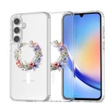 Husa pentru samsung galaxy a36 5g, atasare magnetica, magsafe, pink wreath 16, clear
