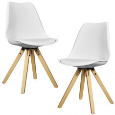Set Viva 2 scaune bucatarie, 85 x 48 cm, plastic/lemn, alb foto