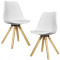 Set Viva 2 scaune bucatarie, 85 x 48 cm, plastic/lemn, alb