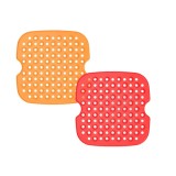Cumpara ieftin Set 2 covorase din silicon pentru friteuza cu aer cald, diametru 21.5 cm, rosu, portocaliu