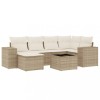Set canapele de gradina, 7 piese, cu perne, bej, poliratan