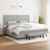 Cumpara ieftin Pat box spring cu saltea, gri deschis, 200x200 cm, textil