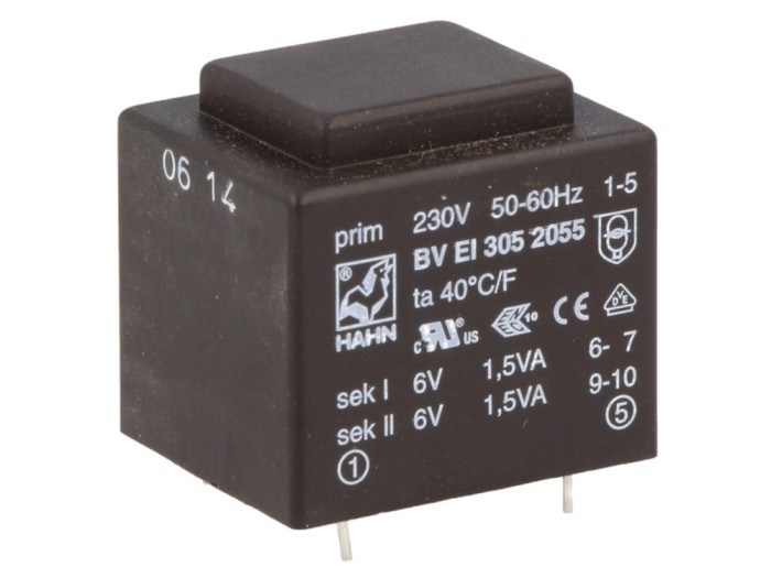 Transformator &Icirc;ncapsulat 3VA 230V 6V PCB