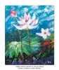 Tablou pictat manual, Nuferi, 60x50cm ulei pe panza in cutit efect 3D, gata de agatat pe perete