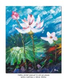 Cumpara ieftin Tablou pictat manual, Nuferi, 60x50cm ulei pe panza in cutit efect 3D, gata de agatat pe perete