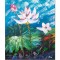 Tablou pictat manual, Nuferi, 60x50cm ulei pe panza in cutit efect 3D, gata de agatat pe perete