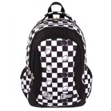 Ghiozdan Chess Cats pentru scoala,3 compartimente, negru cu alb,27x17x39 cm, St.Majewski