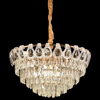 Candelabru Cristal CC5122/500GD 9x E14, Diametru 49cm, Auriu Lucios, Inaltime Reglabila ModernLight Concept