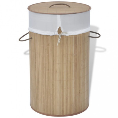 vidaXL Coș de rufe cilindric din bambus maro foto