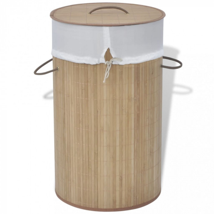 vidaXL Coș de rufe cilindric din bambus maro