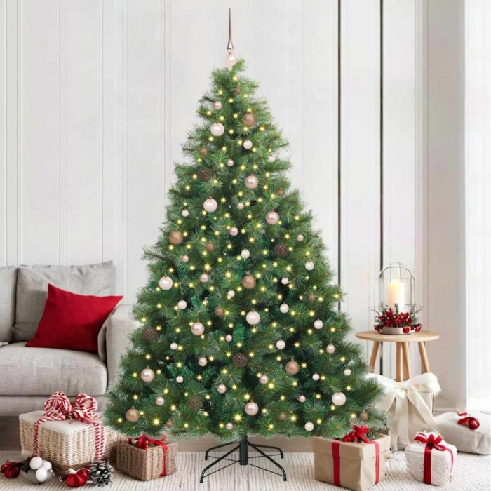 vidaXL Brad de Crăciun artificial cu 300 LED Verde 210 cm PE și PVC 3397794
