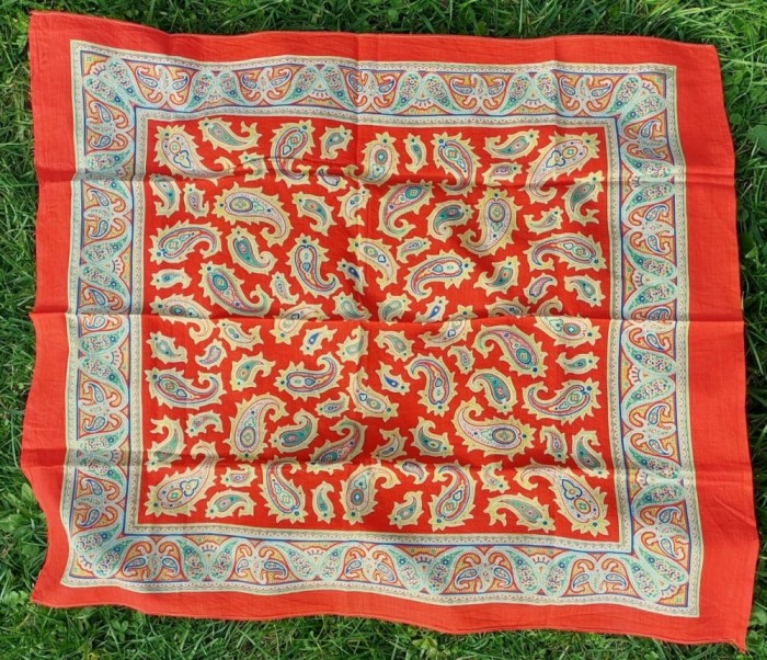 Batic / esarfa imprimeu arabesc, bumbac, 75x64cm