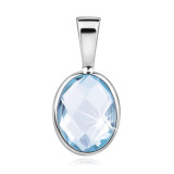 Pandantiv din aur alb de 14K &ndash; un oval de topaz albastru