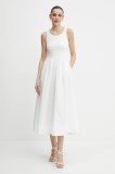 Bardot rochie culoarea alb, maxi, evazată, 59879DB