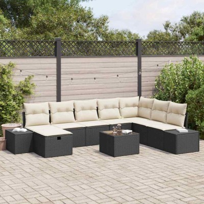 vidaXL Set de canapele pentru grădină 9 pcs Negru 55 x 62 x 69 cm 3360768 foto