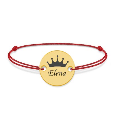 Regali - Bratara personalizata banut argint 925 placat cu aur galben 24K cu nume si corona foto