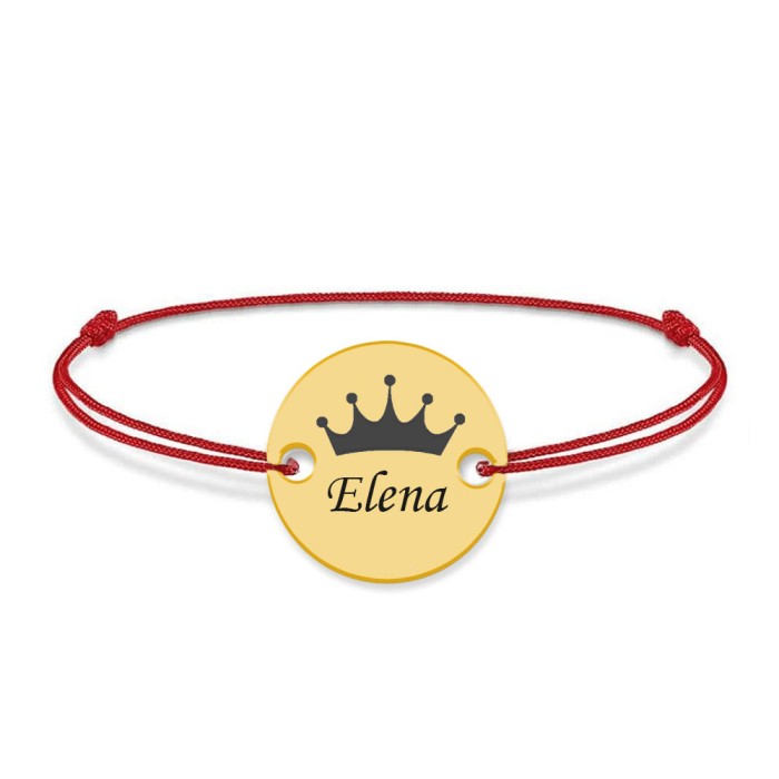 Regali - Bratara personalizata banut argint 925 placat cu aur galben 24K cu nume si corona
